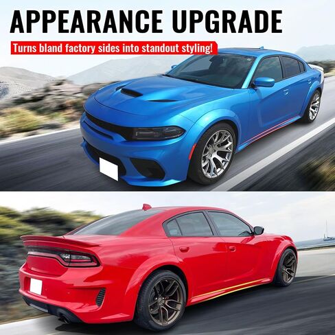 IKON MOTORSPORTS, Side Skirts Extension Compatible with 2020-2023 Dodge Charger Widebody, SRT Hellcat Widebody Style PP Polypropylene Unpainted Black Rocker Panel Splitter Side Underbody Spoiler 2PCS in Saudi Arabia