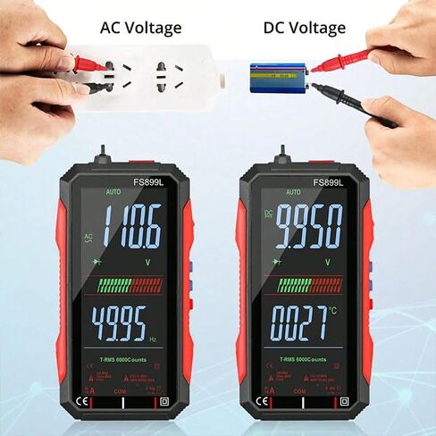 USB Rechargeable Digital Multimeter 6000 Counts Large Color Screen & Backlight FS899L Smart Auto Ranging Multimeter True RMS Digital Voltmeter Multi Meter Digital Tester for Automotive Home in Kuwait