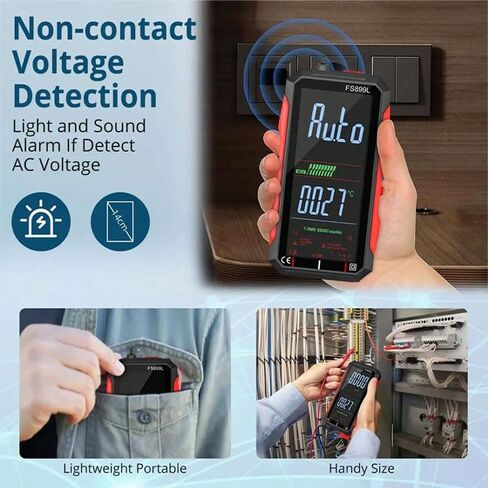 USB Rechargeable Digital Multimeter 6000 Counts Large Color Screen & Backlight FS899L Smart Auto Ranging Multimeter True RMS Digital Voltmeter Multi Meter Digital Tester for Automotive Home in Kuwait