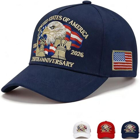 USA 250th Anniversary Embroidered Baseball Cap - Patriotic Hat for Men and Women - Adjustable Baseball Cap with Eagle & Flag in Saudi Arabia