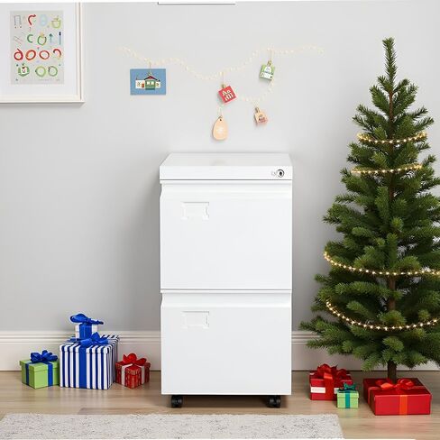 خزانة ملفات متنقلة ذات درجين من SUXXAN، خزانة معدنية أسفل المكتب مع قفل، للمكتب والمنزل، حجم قانوني/خطاب، عرض 14.57 بوصة × عمق 17.36 بوصة × ارتفاع 25.79 بوصة، يلزم التجميع (أبيض) in Kuwait