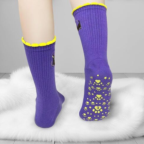 Pilates Grip Ankle Socks for Women – Cute Puppy Embroidered Yoga Socks, Non Slip Barre Grip Socks in Saudi Arabia