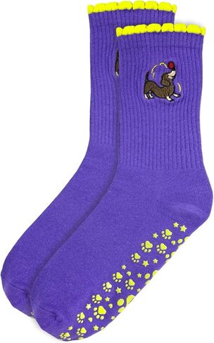 Pilates Grip Ankle Socks for Women – Cute Puppy Embroidered Yoga Socks, Non Slip Barre Grip Socks in Saudi Arabia