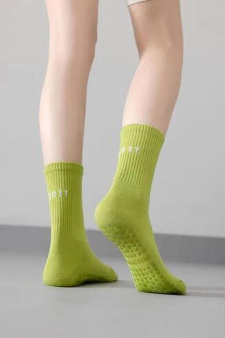 Pilates Grip Socks for Women – Non Slip Yoga & Barre Crew Socks with Grippers, Sticky Hospital Socks, 3 Pairs Multi Color Pack in Saudi Arabia