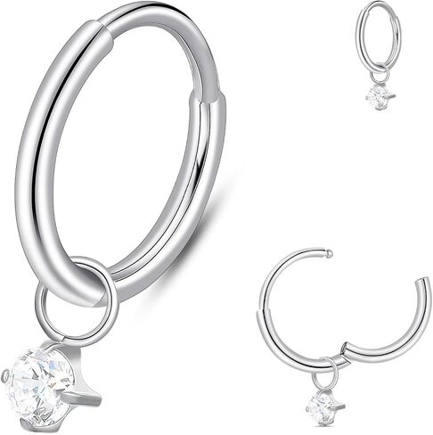 Limerencia G23 التيتانيوم الفرس الأطواق روك ثقب المجوهرات للنساء، هيبوالرجينيك 6mm 8mm 20G تتدلى Huggie هوب الغضروف محارة الحلزون هوب الأقراط in Kuwait