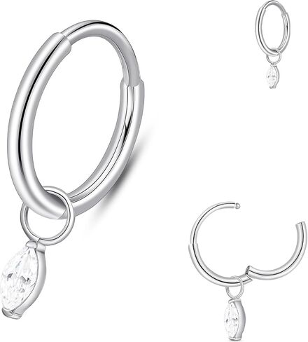 Limerencia G23 التيتانيوم الفرس الأطواق روك ثقب المجوهرات للنساء، هيبوالرجينيك 6mm 8mm 20G تتدلى Huggie هوب الغضروف محارة الحلزون هوب الأقراط in Kuwait