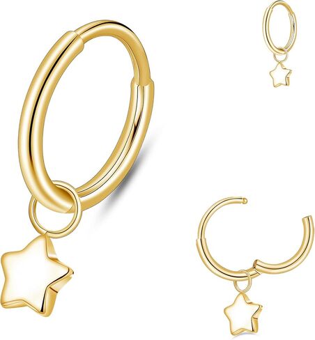 Limerencia G23 التيتانيوم الفرس الأطواق روك ثقب المجوهرات للنساء، هيبوالرجينيك 6mm 8mm 20G تتدلى Huggie هوب الغضروف محارة الحلزون هوب الأقراط in Kuwait