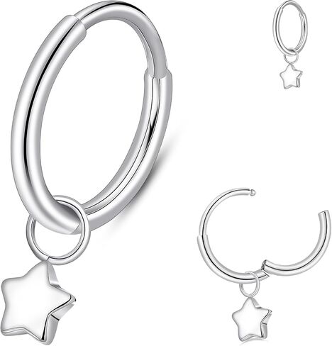Limerencia G23 التيتانيوم الفرس الأطواق روك ثقب المجوهرات للنساء، هيبوالرجينيك 6mm 8mm 20G تتدلى Huggie هوب الغضروف محارة الحلزون هوب الأقراط in Kuwait