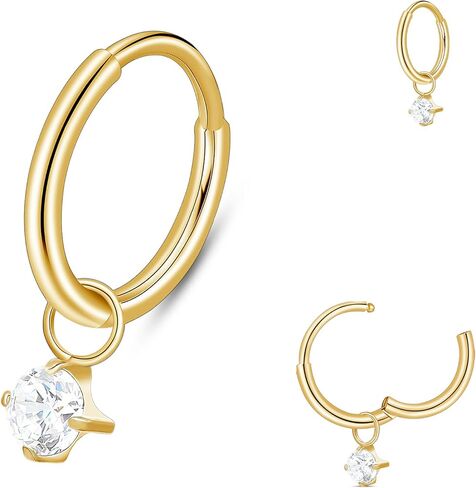 Limerencia G23 التيتانيوم الفرس الأطواق روك ثقب المجوهرات للنساء، هيبوالرجينيك 6mm 8mm 20G تتدلى Huggie هوب الغضروف محارة الحلزون هوب الأقراط in Kuwait