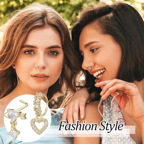 10 قطع 20 جرام حلقات الأنف المتدلية الأطواق على شكل حرف L ترصيع الأنف النحاس تشيكوسلوفاكيا زهرة نجمة فراشة القلب المتدلي ثقب الأنف لطيف الهندي ثقب المجوهرات للنساء in Kuwait