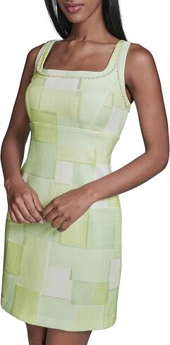 Karl Lagerfeld Women's Sleeveless Square Neck Faux Tweed a Line Dress in Saudi Arabia