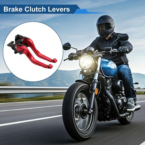 عتلات فرامل قصيرة لـ Kawasaki Ninja 500 2024-2025 6 أوضاع قابلة للتعديل لمقود الدراجة النارية رافعة فرامل من سبائك الألومنيوم لون أحمر صلب 1 زوج in Saudi Arabia