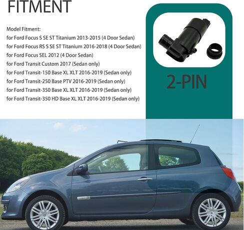 Black Windshield Washer Pump with Grommet Fit for Ford Transit-150 Transit-250 Transit-350 2016-2019 OE BV-61-17K624-AA BV6117K624AA Water Washer Fluid Pump for Ford Focus 2012-2018 in Kuwait