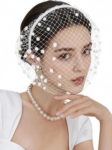 Coucoland 1920s Mesh Veil Headband - Vintage Flapper Bridal Wedding Tea Party Fascinator Elegant Birdcage Veil for Women in Saudi Arabia