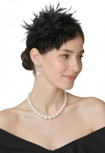 Coucoland Fascinators Headband for Women - Feather Tea Party Hat Kentucky 1920s Gatsby Cocktail Derby Headpiece for Carnival in Saudi Arabia