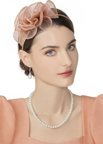 عصابة رأس Coucoland Fascinator للنساء - غطاء رأس لحفلات الشاي سيناماي كنتاكي على شكل فيونكة أنيقة من ديربي لحفلات الزفاف in Saudi Arabia