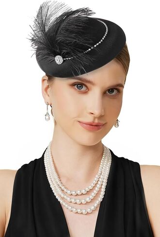 Coucoland Fascinators Hats for Women - Tea Party Kentucky Fascinator Derby Feathers Pillbox Top Church Hat for Bridal Wedding in Saudi Arabia