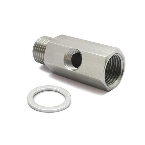مستشعر ضغط الزيت تي شيرت M10x1.0 إلى M10x1.0 محول الثقوب الجانبية 1/8NPT أنثى توربو توريد قياس خط التغذية in Saudi Arabia