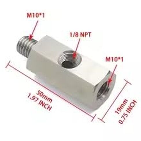 مستشعر ضغط الزيت تي شيرت M10x1.0 إلى M10x1.0 محول الثقوب الجانبية 1/8NPT أنثى توربو توريد قياس خط التغذية in Saudi Arabia
