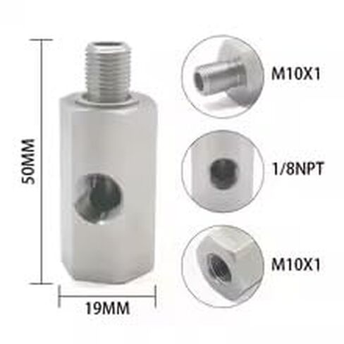 مستشعر ضغط الزيت تي شيرت M10x1.0 إلى M10x1.0 محول الثقوب الجانبية 1/8NPT أنثى توربو توريد قياس خط التغذية in Saudi Arabia