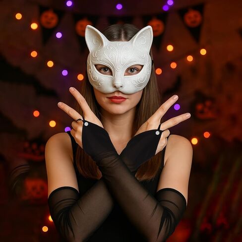 Women's Long Fingerless Sheer Mesh Gloves, Black Stretchy Transparent Tulle Gloves for Wedding Bridal Opera Formal Rave Party Halloween Costume Accessories in Saudi Arabia