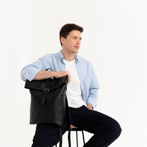 BERLINER BAGS Vintage Leather Backpack Finn, Rucksack with laptop Compartment for Men and Women - Brown in Kuwait