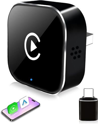 محول CarPlay لاسلكي صغير 3 في 1 (ترقية 2026) - Carplay سلكي مدمج Android Auto Airplay، التوصيل والتشغيل، إعادة الاتصال التلقائي السريع، BT 5.0، USB/Type-C، iOS10+&Android 11+، 5G WiFi (أسود) in Kuwait