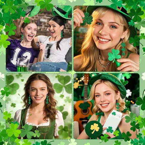 2 أزواج أقراط عيد القديس باتريك للنساء أربع أوراق البرسيم شامروك استرخى أقراط الأيرلندية مهرجان هدايا الحفلات مجوهرات in Kuwait