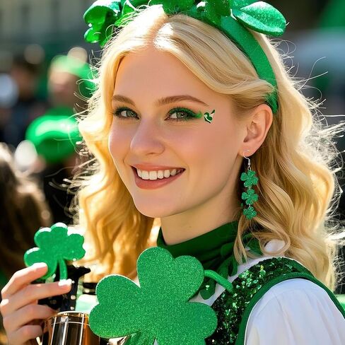 2 أزواج أقراط عيد القديس باتريك للنساء أربع أوراق البرسيم شامروك استرخى أقراط الأيرلندية مهرجان هدايا الحفلات مجوهرات in Kuwait