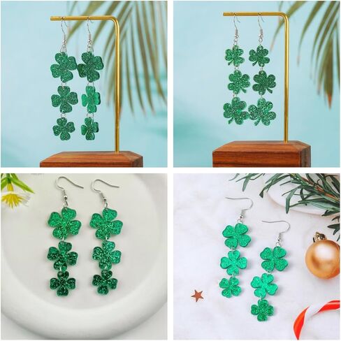 2 أزواج أقراط عيد القديس باتريك للنساء أربع أوراق البرسيم شامروك استرخى أقراط الأيرلندية مهرجان هدايا الحفلات مجوهرات in Kuwait