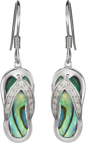 أقراط متدلية من الفضة الإسترلينية عيار 925 من هاواي فليب فلوب، خشب كوا الأصلي، أوبال أزرق، أذن البحر، زركون مكعب، خالية من النيكل، لا تسبب الحساسية للبشرة الحساسة، صندوق هدايا متضمن in Kuwait