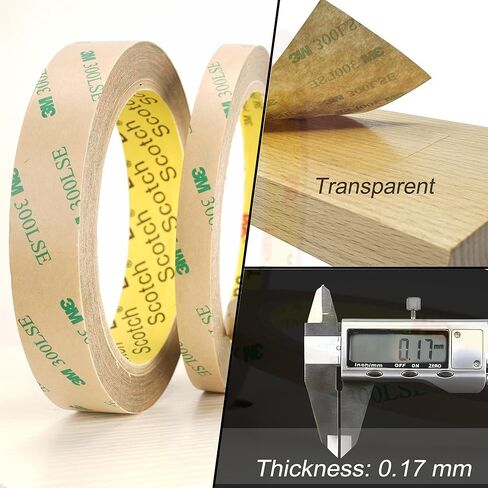 3M Double Sided Tape Heavy Duty Made of 300LSE 0.25"×36Ft Clear Mounting Tape Removable for Electronics Scrapbook LED Poster Art Craft in Kuwait