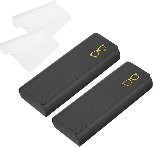 uxcell Hard Shell Eyeglasses Case Leather Glasses Case with Eyeglass Cloth Lightweight Portable Storage Bag PU Leather in Saudi Arabia