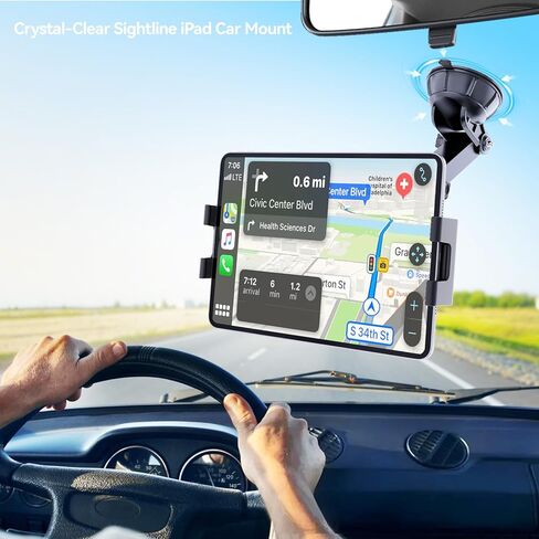 حامل تابلت PLDHPRO للزجاج الأمامي للوحة قيادة السيارة، حامل حامل للخدمة الشاقة مع ذراع تلسكوبي لشبه شاحنة لأجهزة iPad Galaxy Tab 5.1-15.6 بوصة، أساسيات رحلة الطريق in Kuwait