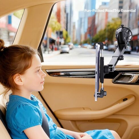 حامل تابلت PLDHPRO للزجاج الأمامي للوحة قيادة السيارة، حامل حامل للخدمة الشاقة مع ذراع تلسكوبي لشبه شاحنة لأجهزة iPad Galaxy Tab 5.1-15.6 بوصة، أساسيات رحلة الطريق in Kuwait