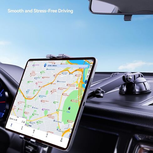 حامل تابلت PLDHPRO للزجاج الأمامي للوحة قيادة السيارة، حامل حامل للخدمة الشاقة مع ذراع تلسكوبي لشبه شاحنة لأجهزة iPad Galaxy Tab 5.1-15.6 بوصة، أساسيات رحلة الطريق in Kuwait