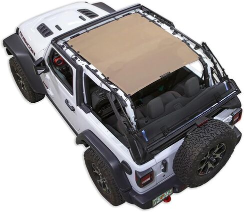 SPIDERWEBSHADE Original JL 2-Door Full Sunshade Top (2018-2026) متوافق مع Jeep Wrangler JL Rubicon Sahara Sport جميع الديكورات - وسادة هوائية آمنة - صناعة أمريكية - ضمان لمدة 10 سنوات (أسود) in Kuwait