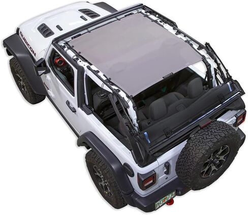 SPIDERWEBSHADE Original JL 2-Door Full Sunshade Top (2018-2026) متوافق مع Jeep Wrangler JL Rubicon Sahara Sport جميع الديكورات - وسادة هوائية آمنة - صناعة أمريكية - ضمان لمدة 10 سنوات (أسود) in Kuwait