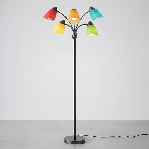 Brightech Medusa LED Floor Lamp – Multi-Head Dimmable Floor Lamp for Living Rooms & Offices – Tall Lamp with Interchangeable Shades, Adjustable Standing Lamp for Bedroom Reading – Black in Saudi Arabia