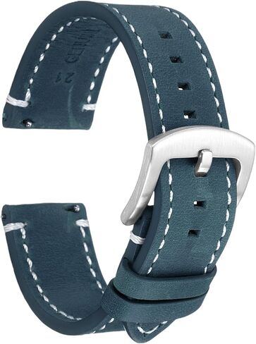 HARFINGTON Leather Watch Bands Quick Release Watch Strap Cowhide Replacement Wrist Band Silver Buckle for Men Women in Saudi Arabia
