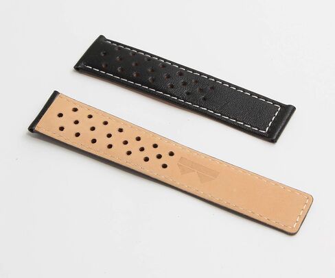 Watchstrapworld TH-CAR19-01-0911-19 mm Black sports perforated leather watch band with white stitching compatible with TAG Heuer Carrera models listed below in Kuwait