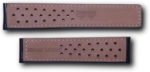 Watchstrapworld TH-CAR19-01-0911-19 mm Black sports perforated leather watch band with white stitching compatible with TAG Heuer Carrera models listed below in Kuwait