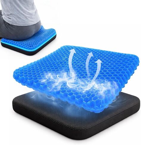 Gel Seat Cushion – Ergonomic Comfort for Office, Car, Travel & Pregnancy | Back Pain, Coccyx, Supports Spine, Breathable & Cooling for Summer | Designed for Chairs & Long Sitting in Saudi Arabia