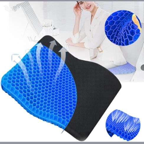 Gel Seat Cushion – Ergonomic Comfort for Office, Car, Travel & Pregnancy | Back Pain, Coccyx, Supports Spine, Breathable & Cooling for Summer | Designed for Chairs & Long Sitting in Saudi Arabia