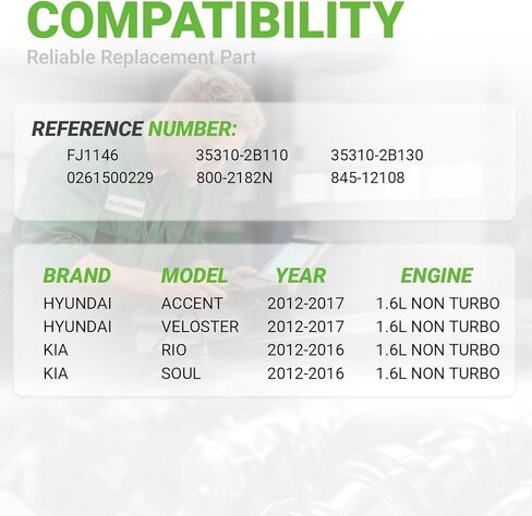 Fuel Injectors Set of 4 Compatible with Hyundai Accent Veloster & Kia Rio Soul 2012 2013 2014 2015 2016 2017 1.6L # Replace FJ1146 35310-2B110 35310-2B130 0261500229 800-2182N 845-12108 in Kuwait