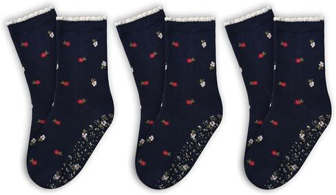 3 أزواج من الجوارب البيلاتيس اللطيفة للنساء ذات الكشكشة العتيقة بنمط الأزهار غير القابلة للانزلاق لليوجا وباري القدمين in Kuwait