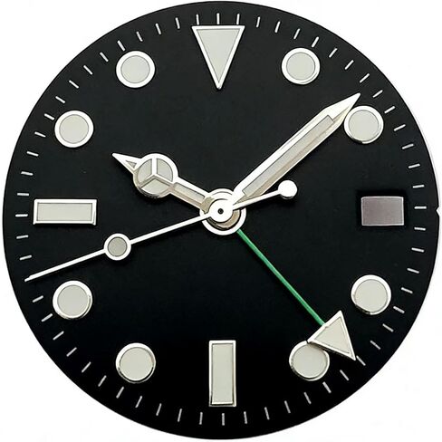 28.5mm GMT Watch Dial+Hands Set with BGW9 Blue Lume, Compatible for NH34 Movement, Replacement Watch Accessories for Custom Watch Assembly in Saudi Arabia