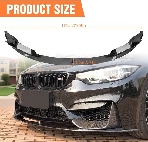 4 قطع من سبويلر مصد الشفاه الأمامي متوافق مع طراز 2015-2020 BMW F80 M3 F82 M4 F83 M4 MP، ملحقات طقم هيكل السيارة مقسم الشفاه الأمامي (ألياف الكربون) in Saudi Arabia