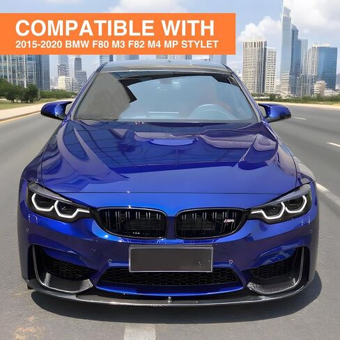 4 قطع من سبويلر مصد الشفاه الأمامي متوافق مع طراز 2015-2020 BMW F80 M3 F82 M4 F83 M4 MP، ملحقات طقم هيكل السيارة مقسم الشفاه الأمامي (ألياف الكربون) in Saudi Arabia
