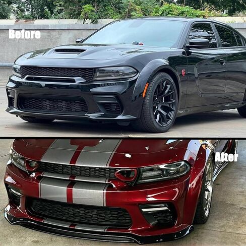 Front Bumper Lip 3Pcs for Dodge Charger SRT Hellcat Widebody 2020 2021 2022 2023 V4 Style Front Bumper Lip Splitter (Glossy Black) in Saudi Arabia